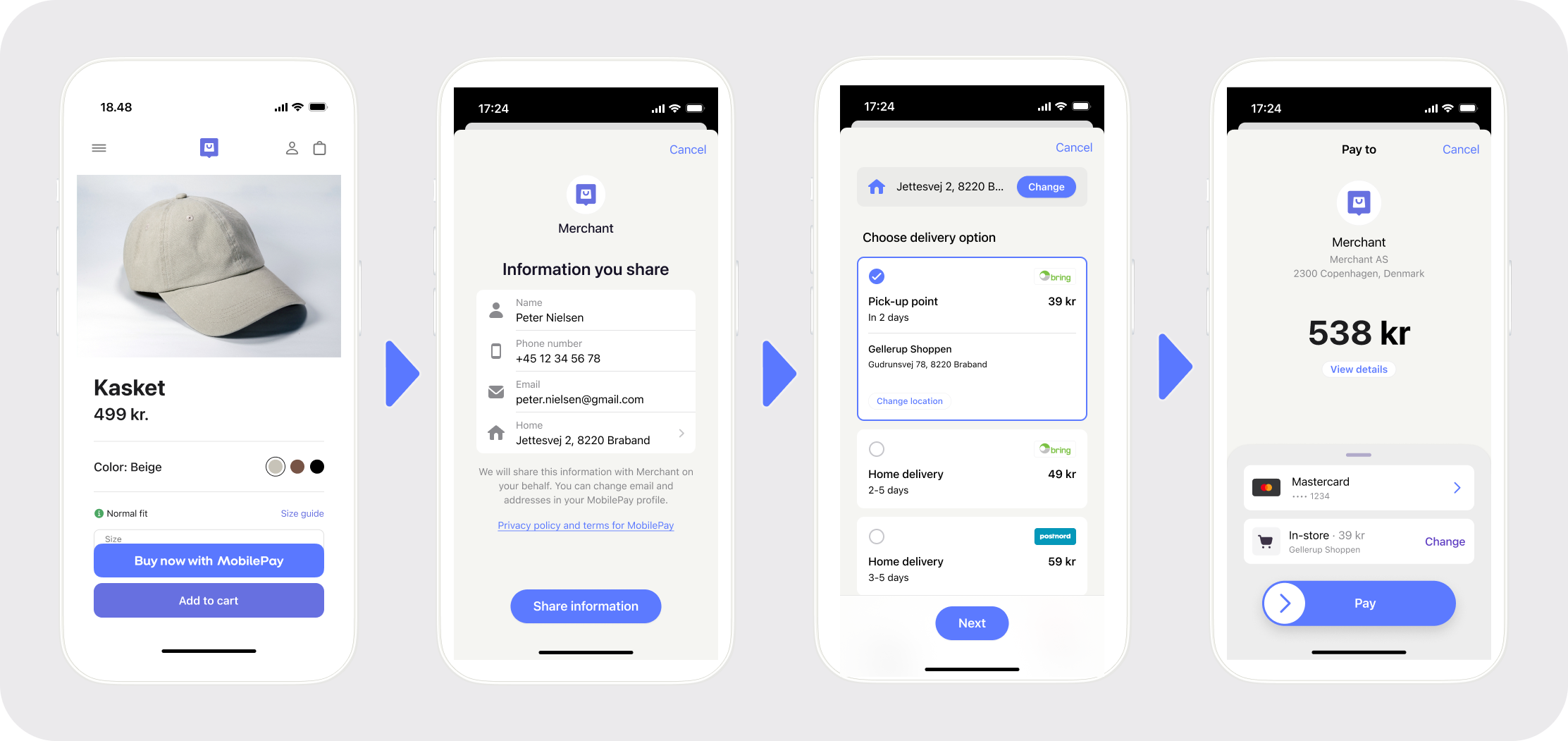 Shipping options for MobilePay