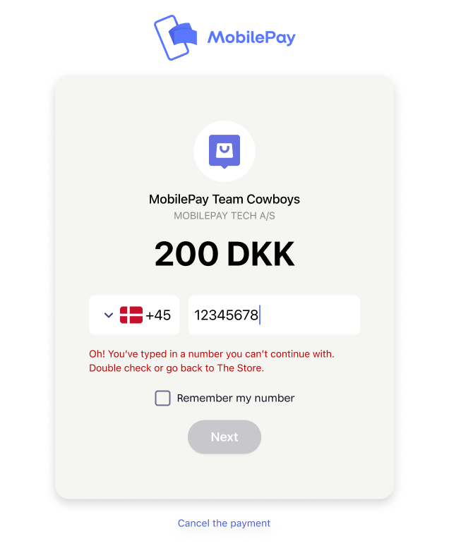 MobilePay landing page