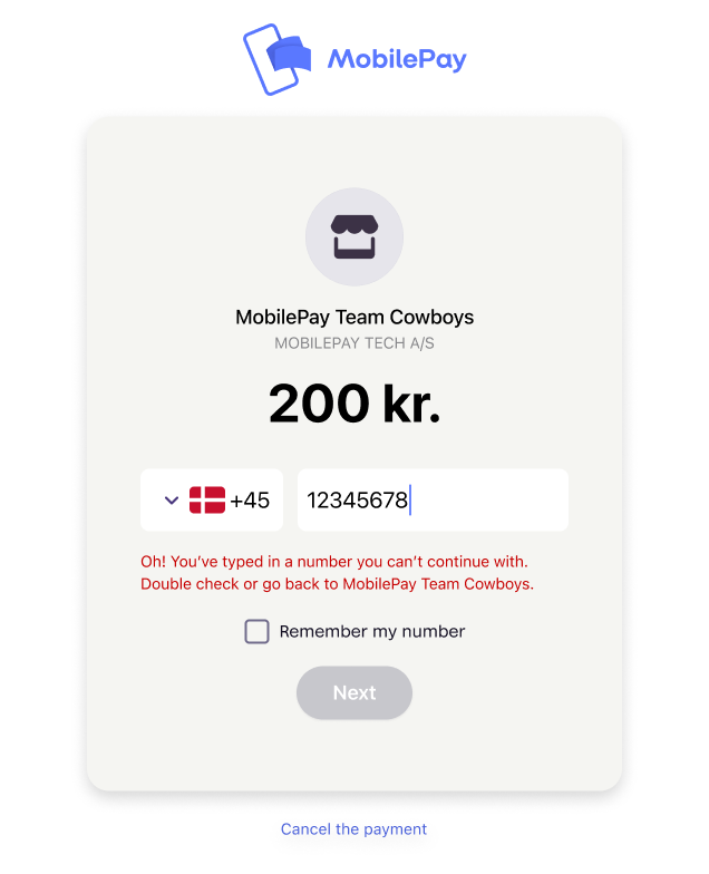 MobilePay landing page