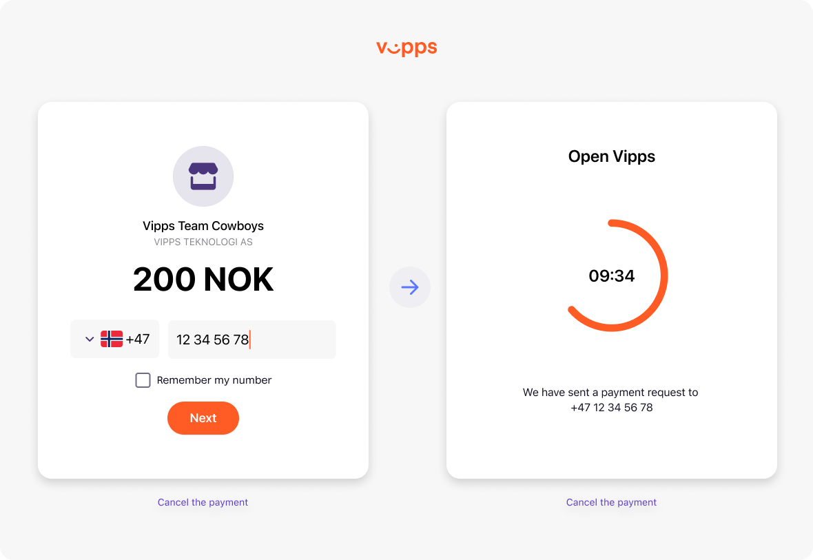 Vipps landing page