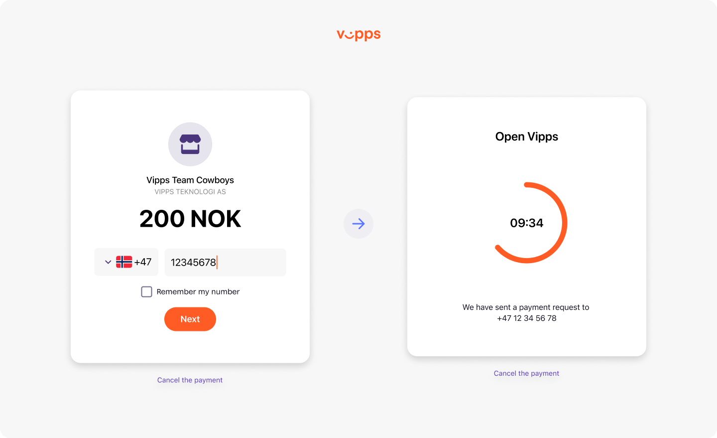 Vipps landing page