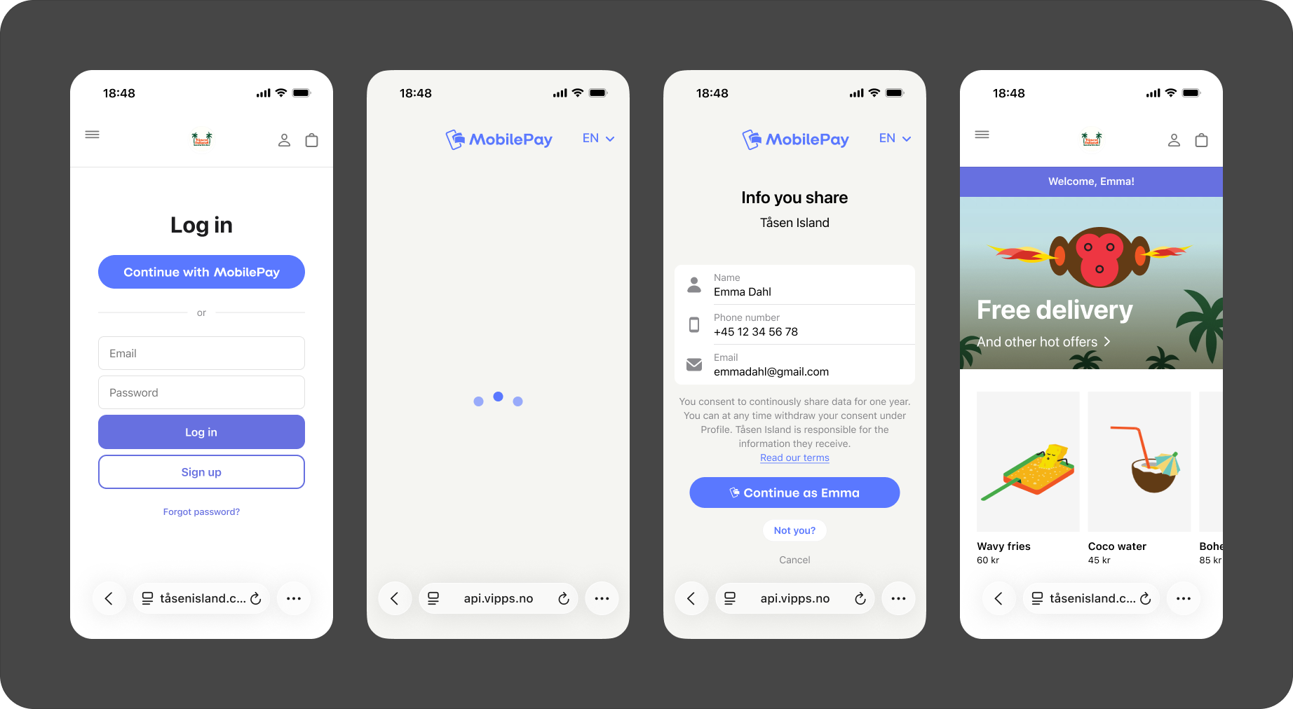 Vipps login remembered in browser (opens in a new tab)