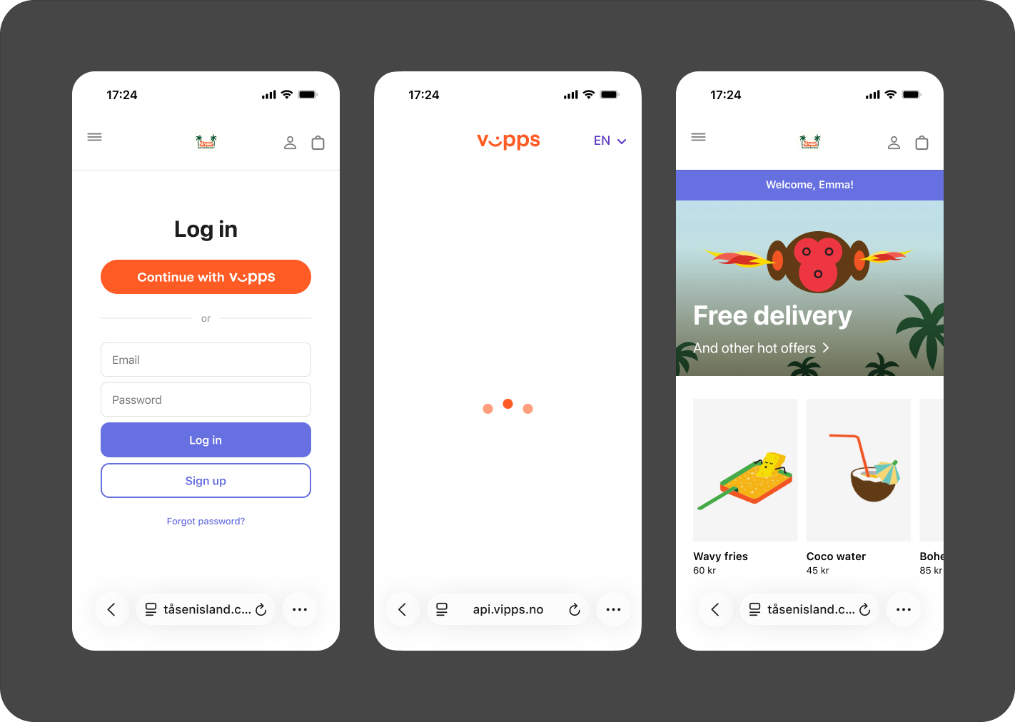 Vipps login remembered in browser (opens in a new tab)