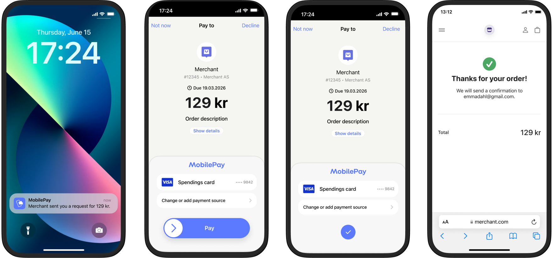 MobilePay app showing a long-living payment request
