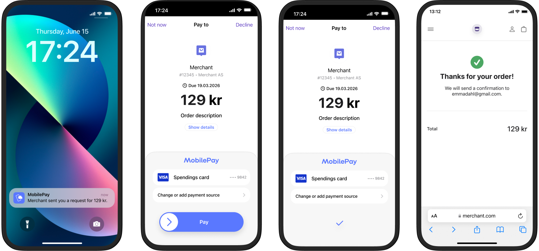 MobilePay app showing a long-living payment request