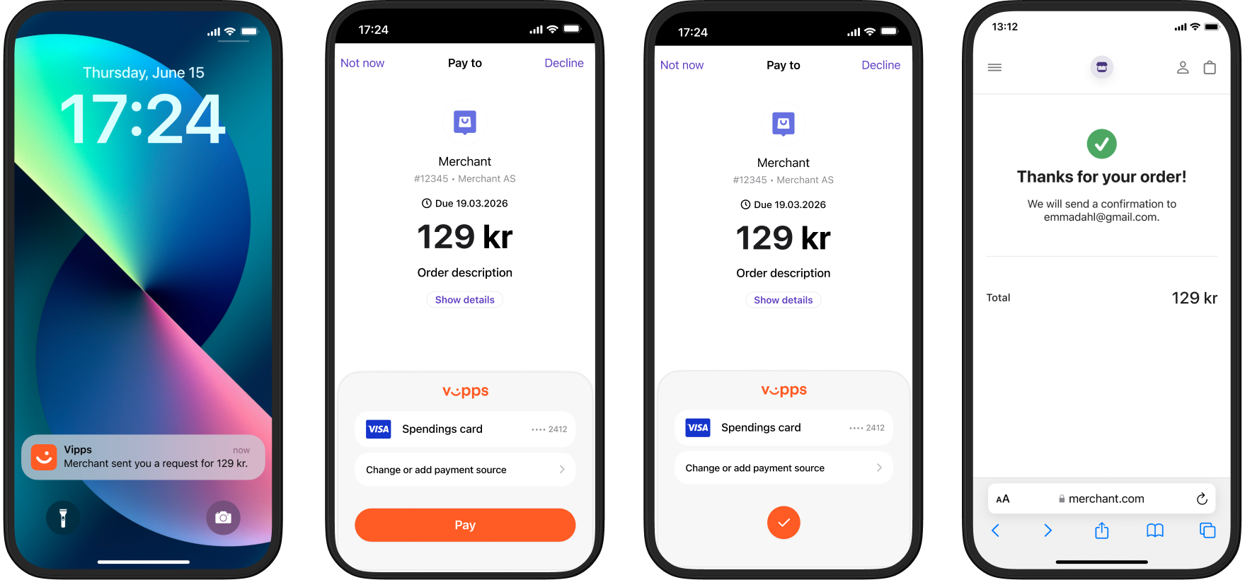 Vipps app showing a long-living payment request