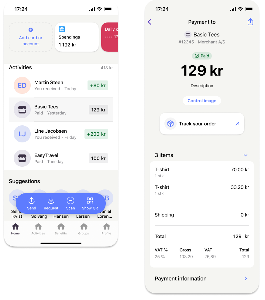 MobilePay order history