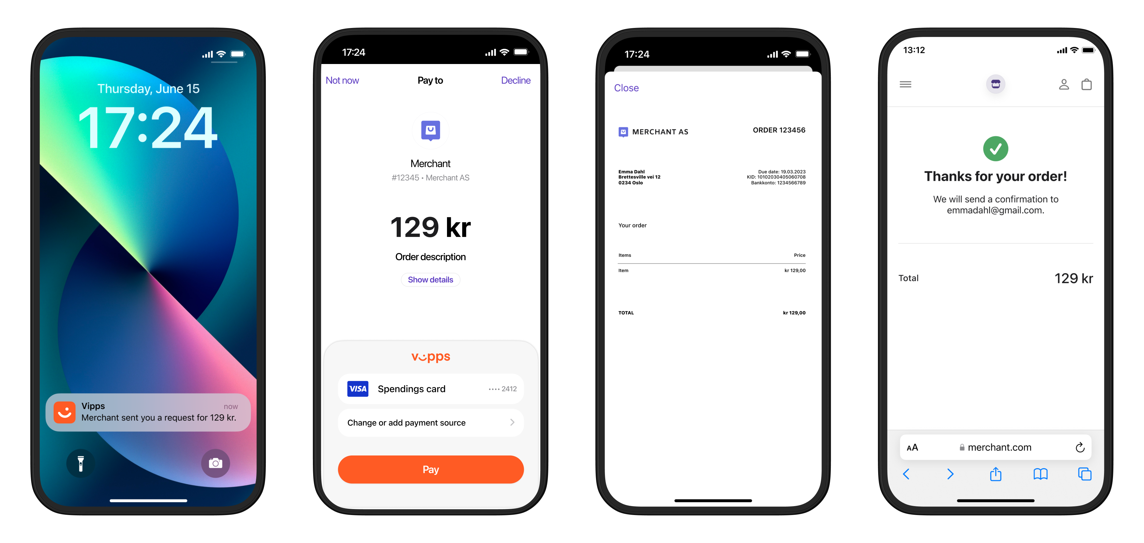 Vipps payment request push flow when URL is set