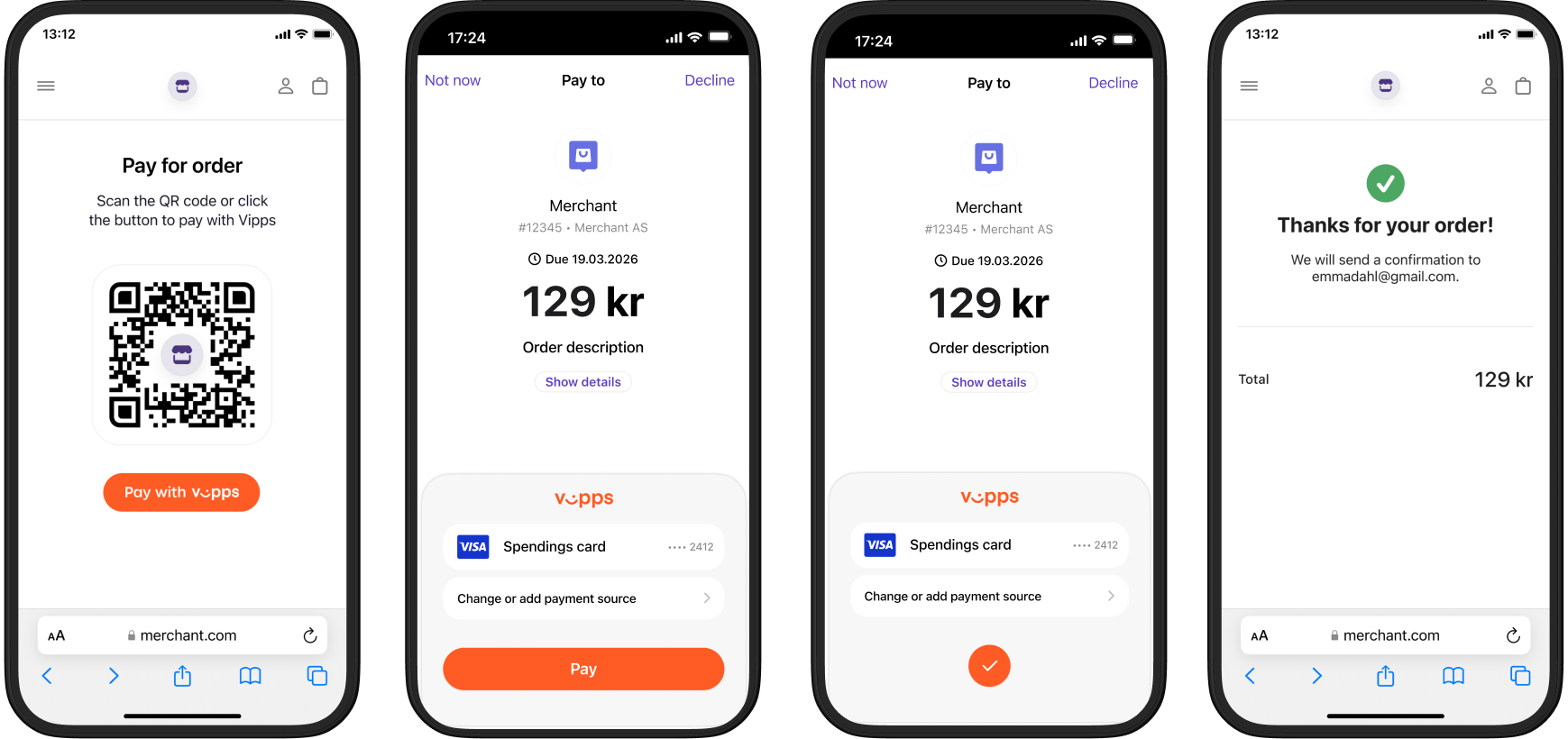 Vipps payment request from link
