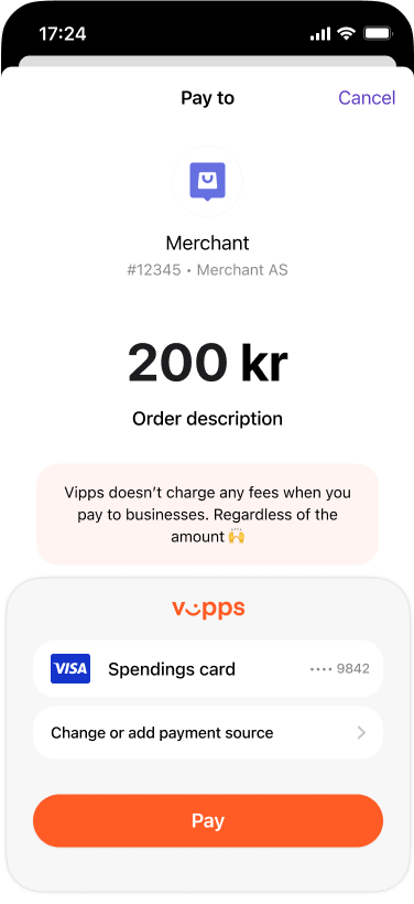Customer confirms the payment in Vipps