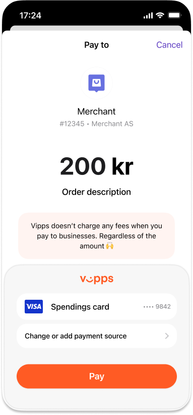Customer confirms the payment in Vipps