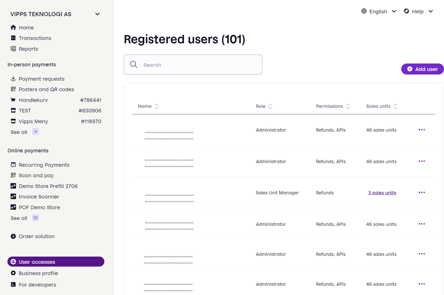 See list of registered users