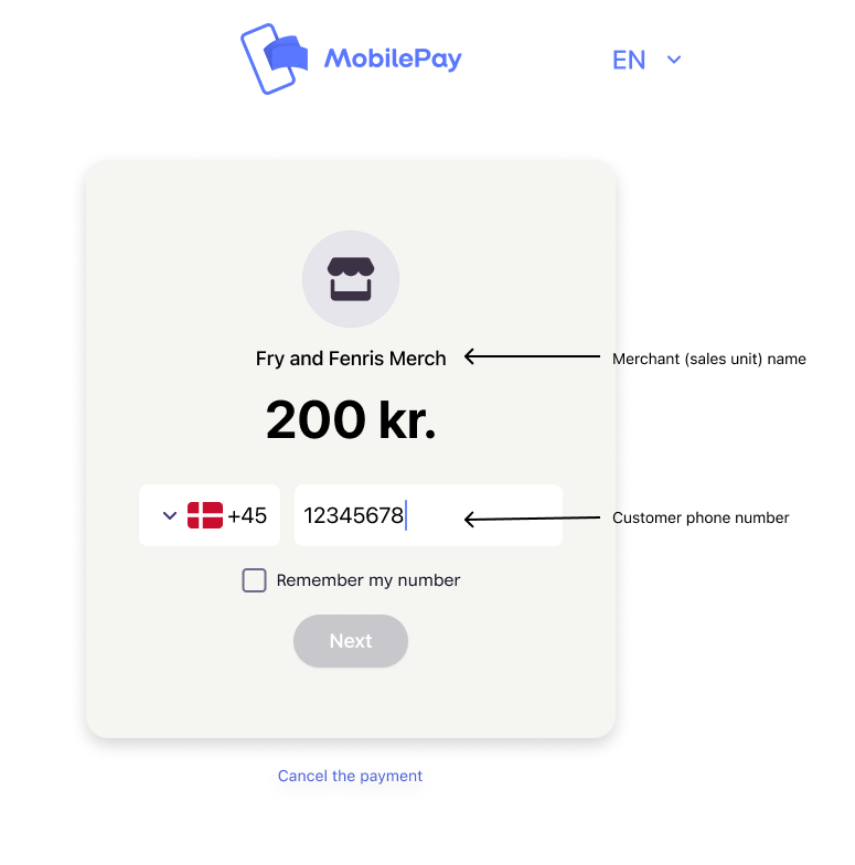 MobilePay landing page