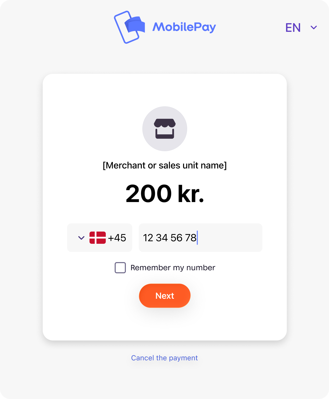 MobilePay landing page