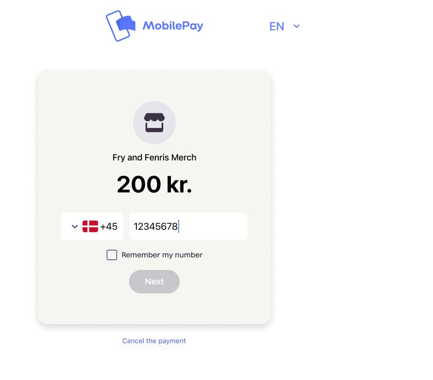 MobilePay landing page