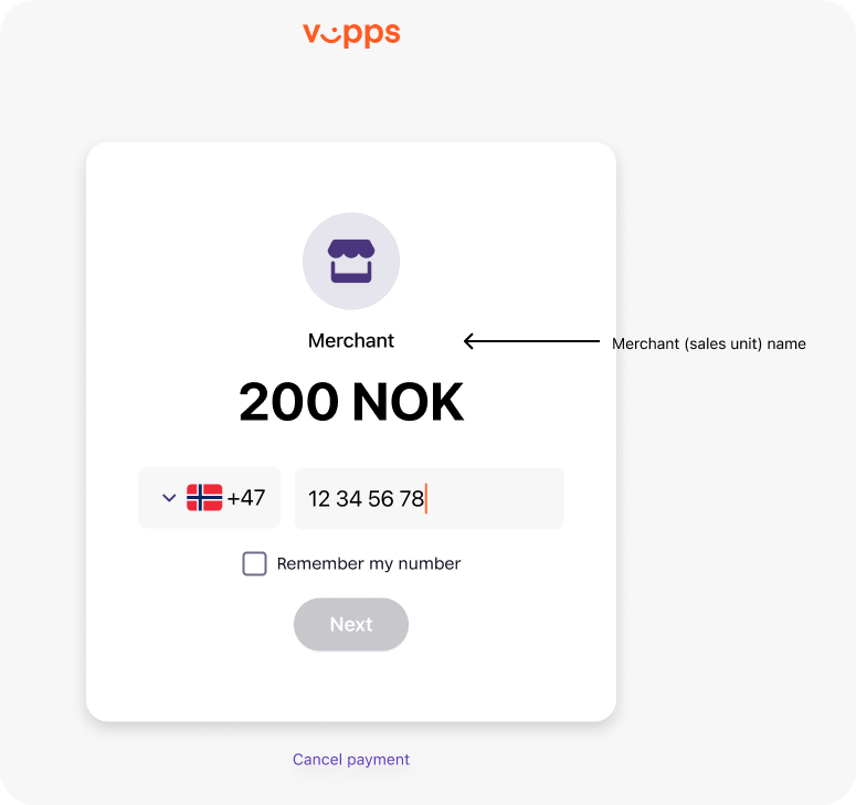 Vipps landing page