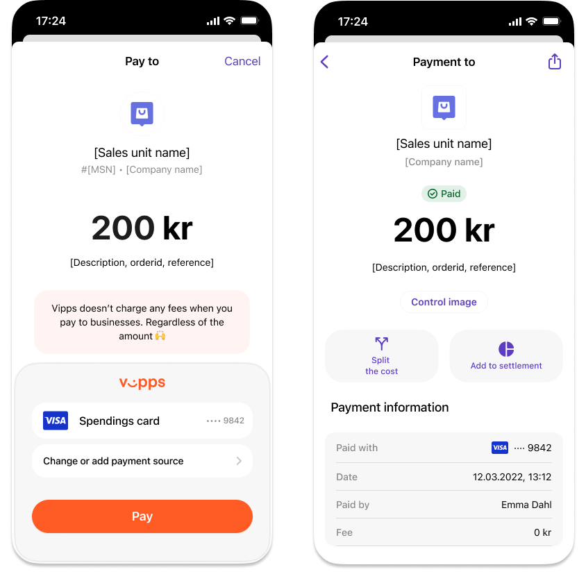 Vipps Payment Screen