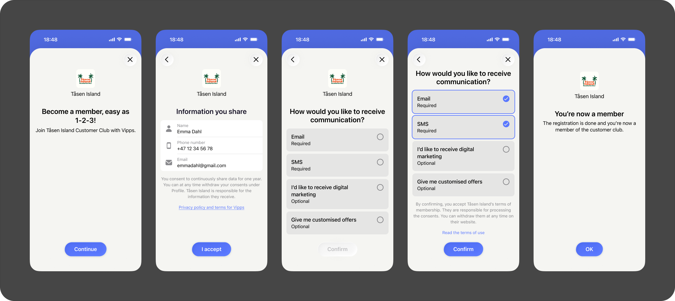 MobilePay login with marketing consents