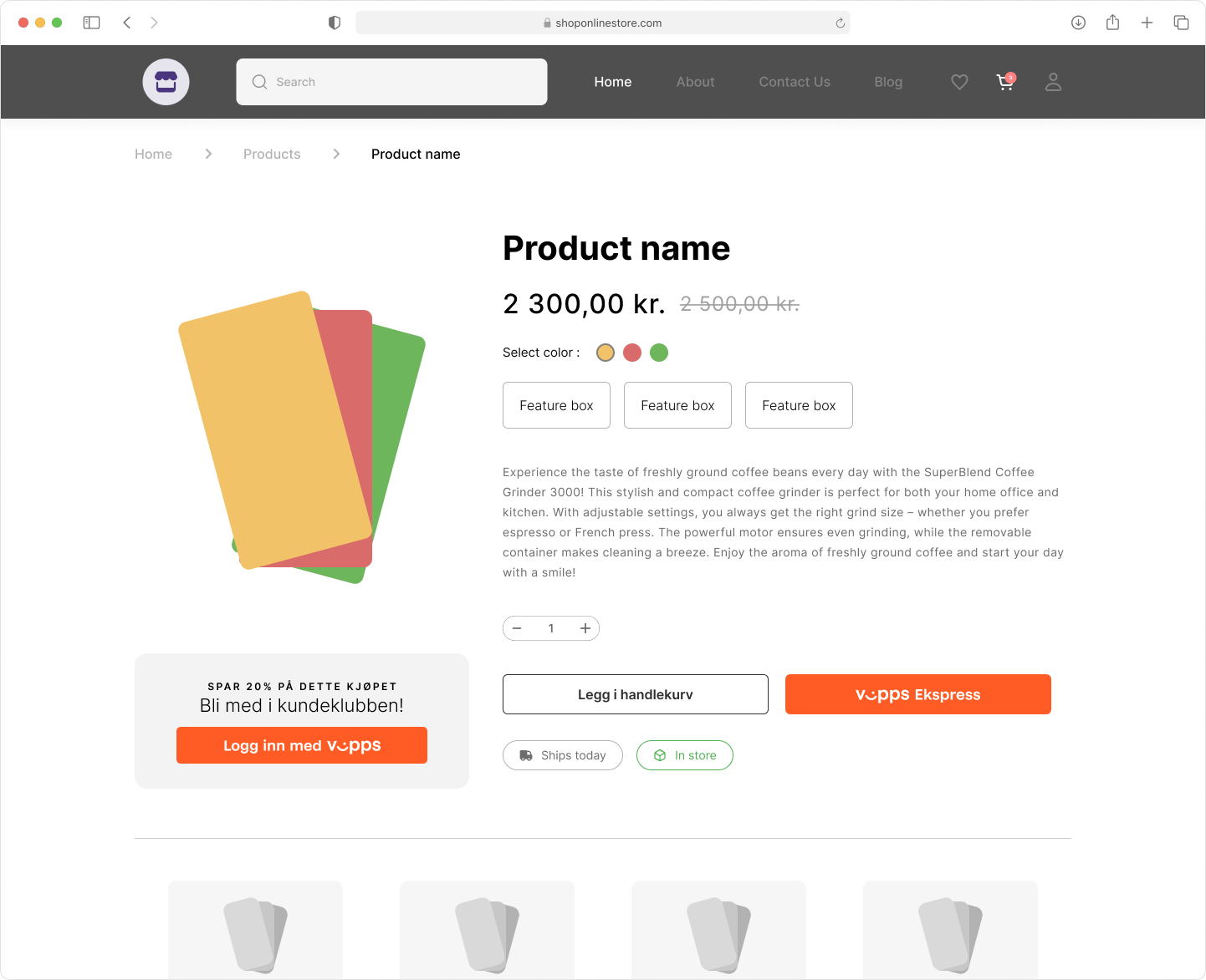 Express button for Vipps