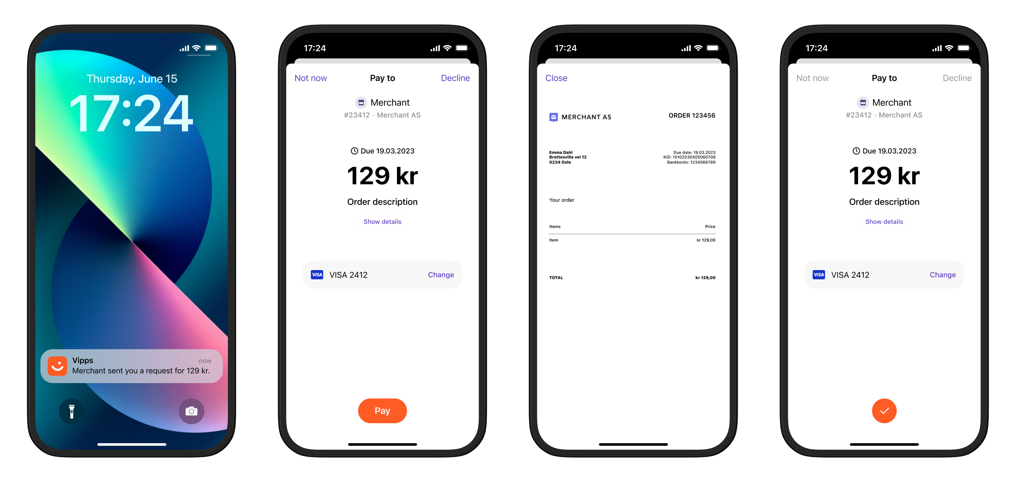 Vipps payment request push flow
